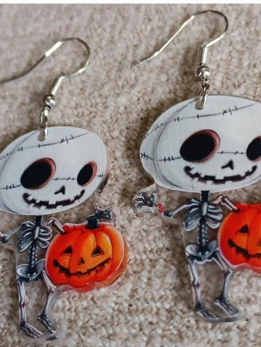 Skeleton Halloween Acrylic Earrings, Halloween Pumpkin Trick Or Treat New